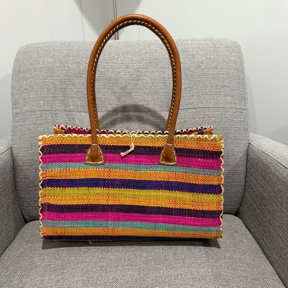 Colorful Striped Women's Small Tote Bag - Picture 4 of 11